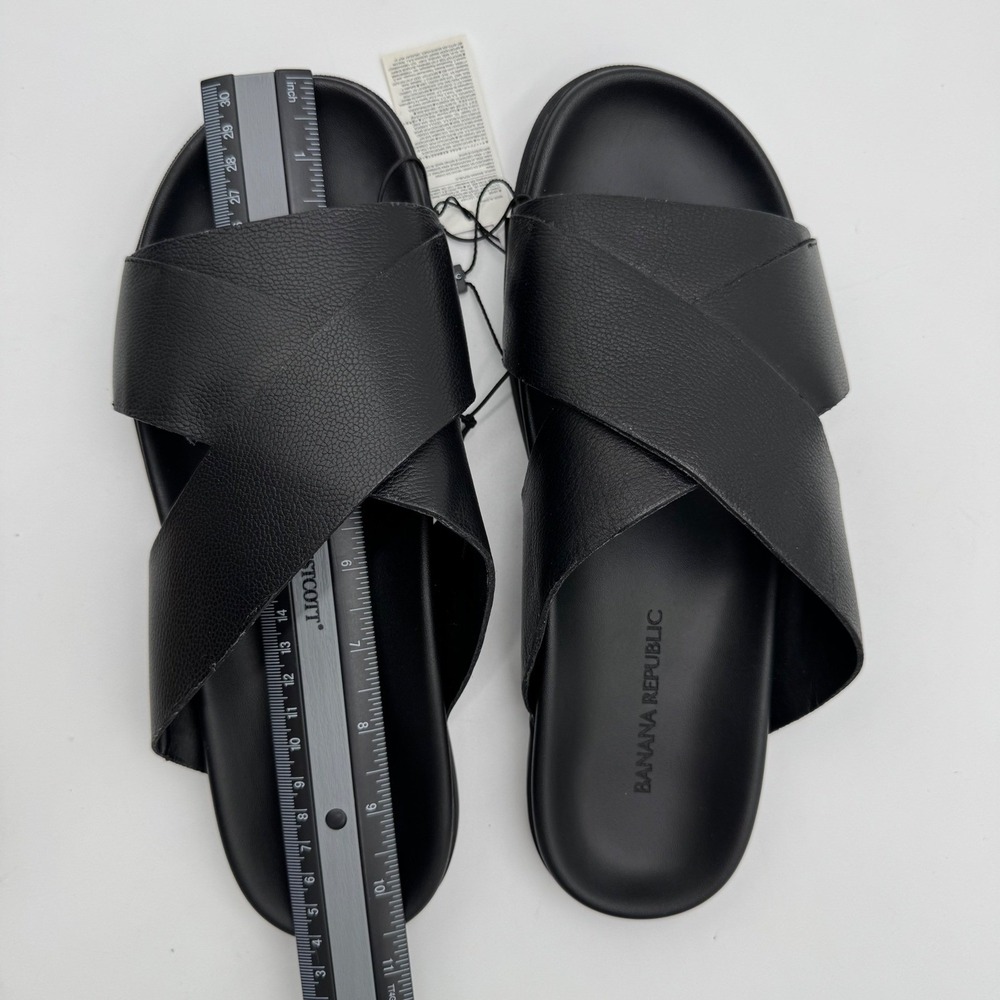 NEW Banana Republic Crossover Leather Slide Sandals 9 Black Minimalist 629080 - Picture 9 of 15